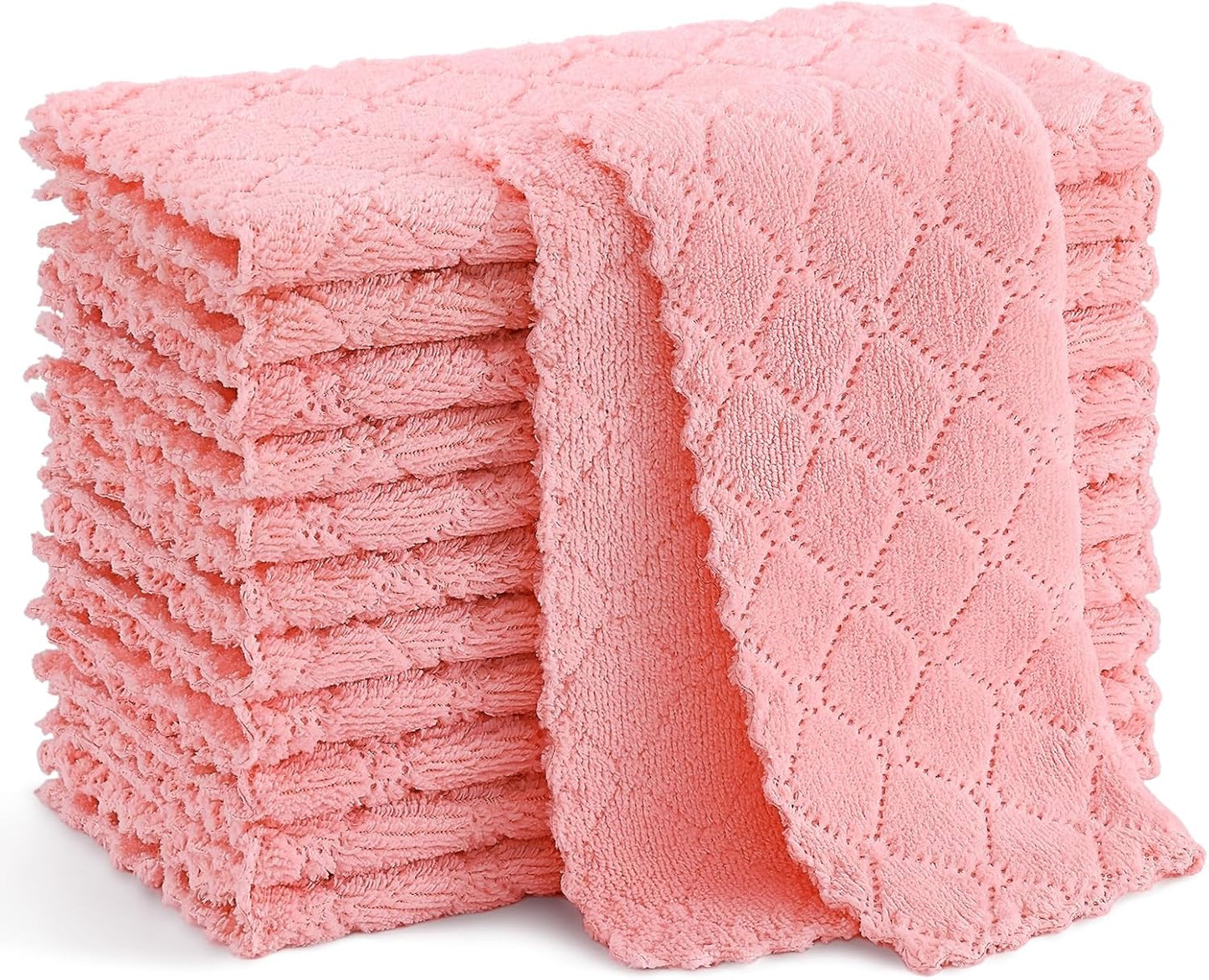 Microfiber Cleaning Cloths - 12 Pack, Ultra Soft & Absorbent Kitchen Towels, 10" x 10", Lint-Free Reusable Cloths