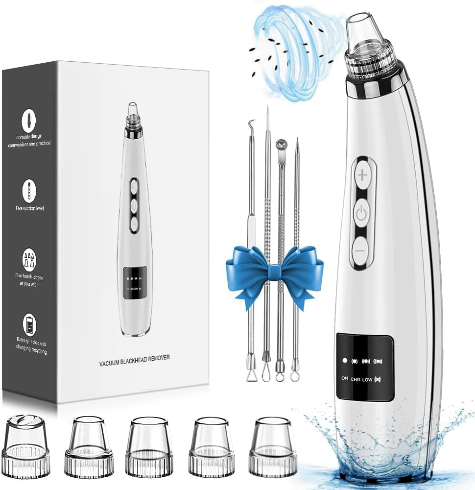 Upgraded Electric Blackhead Remover and Pore Vacuum - 5 Suction Levels, 5 Probes, USB Rechargeable Comedone Extractor Kit for Men and Women