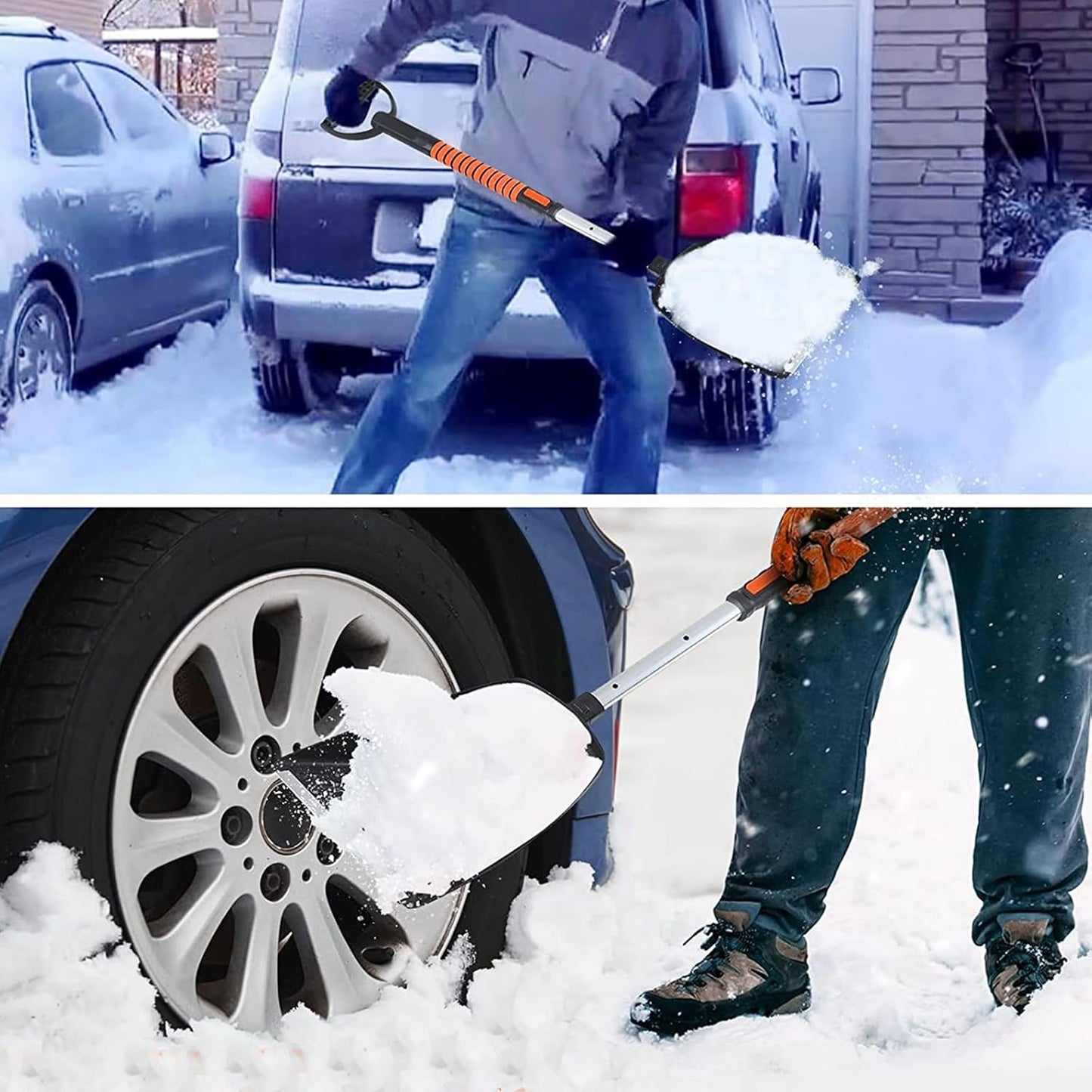 42-Inch Ice Scraper and Extendable Snow Brush - Foam Grip and 180° Pivoting Brush Head for Cars, Trucks, SUVs