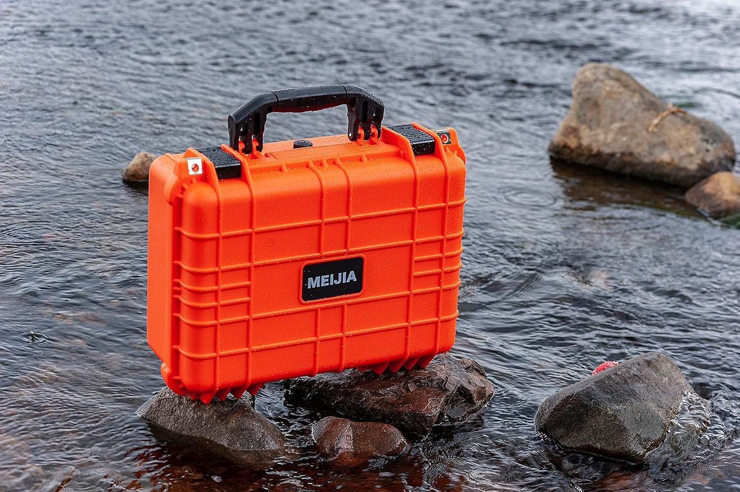 Portable Waterproof Hard Case - Customizable Foam -Drones, Equipment, Firearms - 15.98 x 12.99 x 6.85 Inches (Orange)
