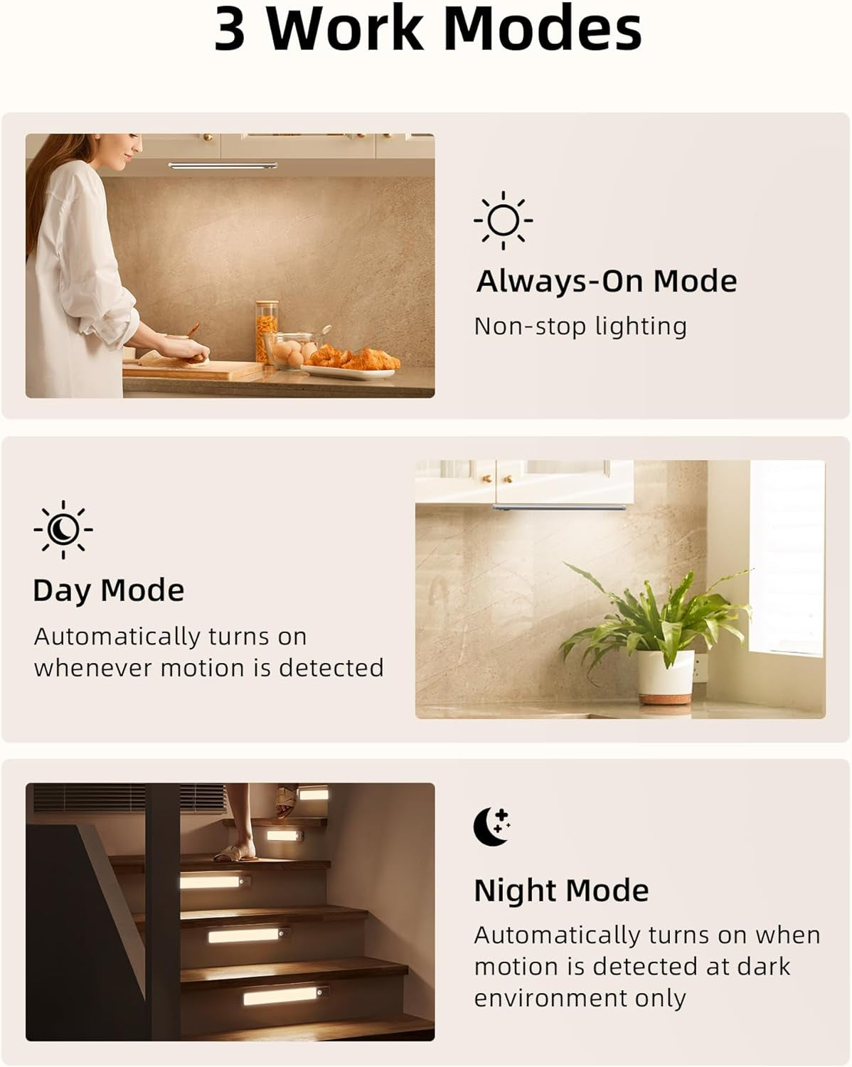 Under Cabinet Lights, LED Closet Lights Wireless USB Charging, Motion Sensor Lighting Indoor 3500K Dimmable with Remote Control (Warm) 5 Pack