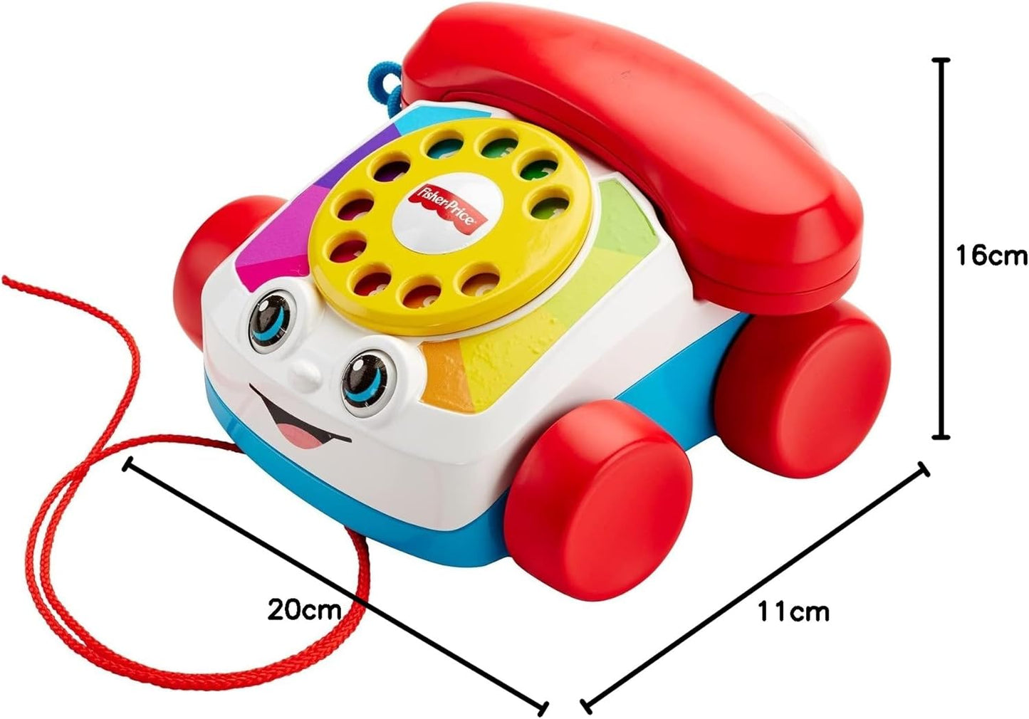 Toddler Pull Toy Chatter Telephone Pretend Phone with Rotary Dial and Wheels for Walking Play Ages 1+ Years
