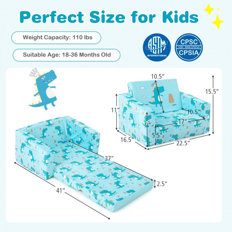 Children's Recliner Sofa with Convertible Sleeper Bed Functionality