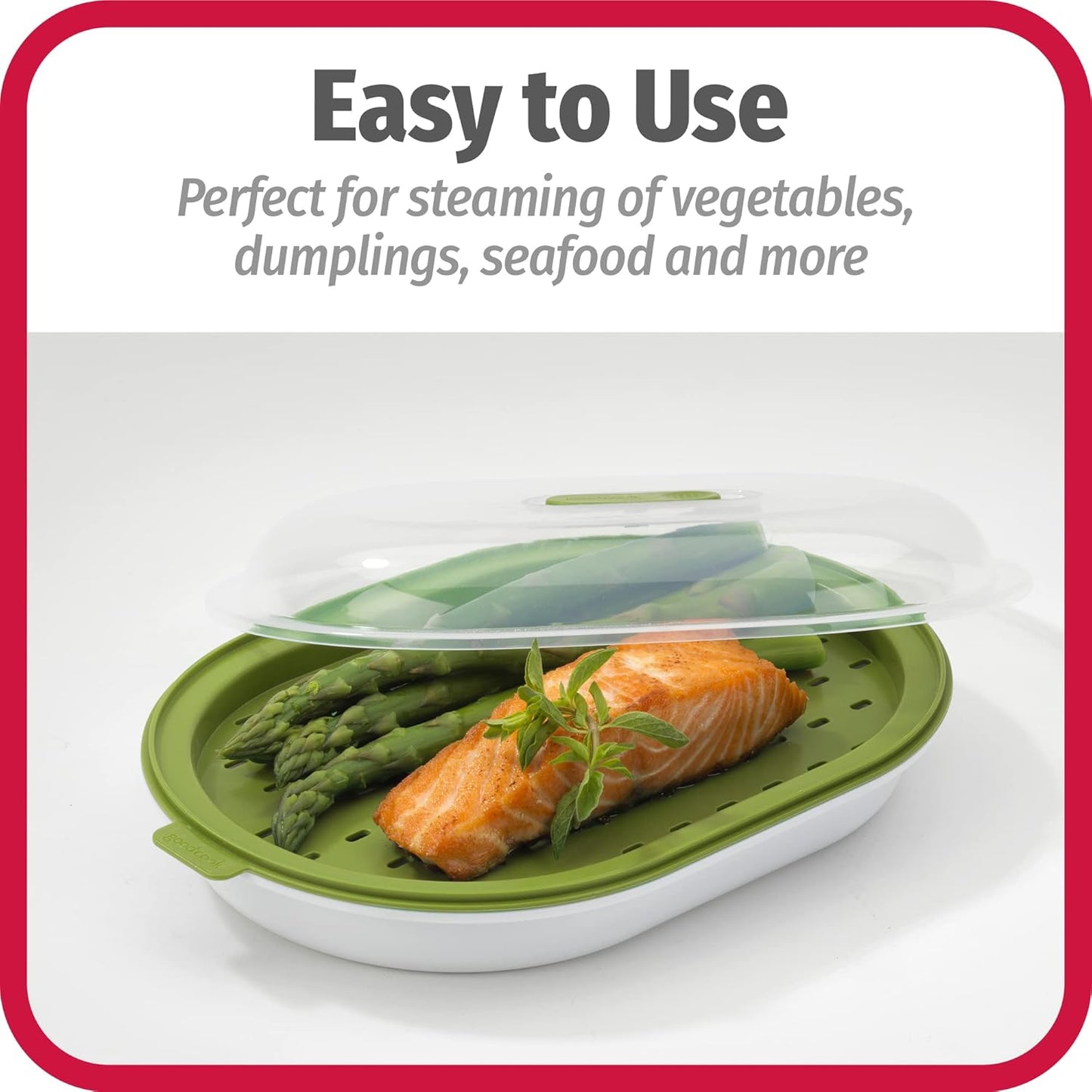 BPA-Free Plastic Microwave Steamer for Vegetables and Fish, Green
