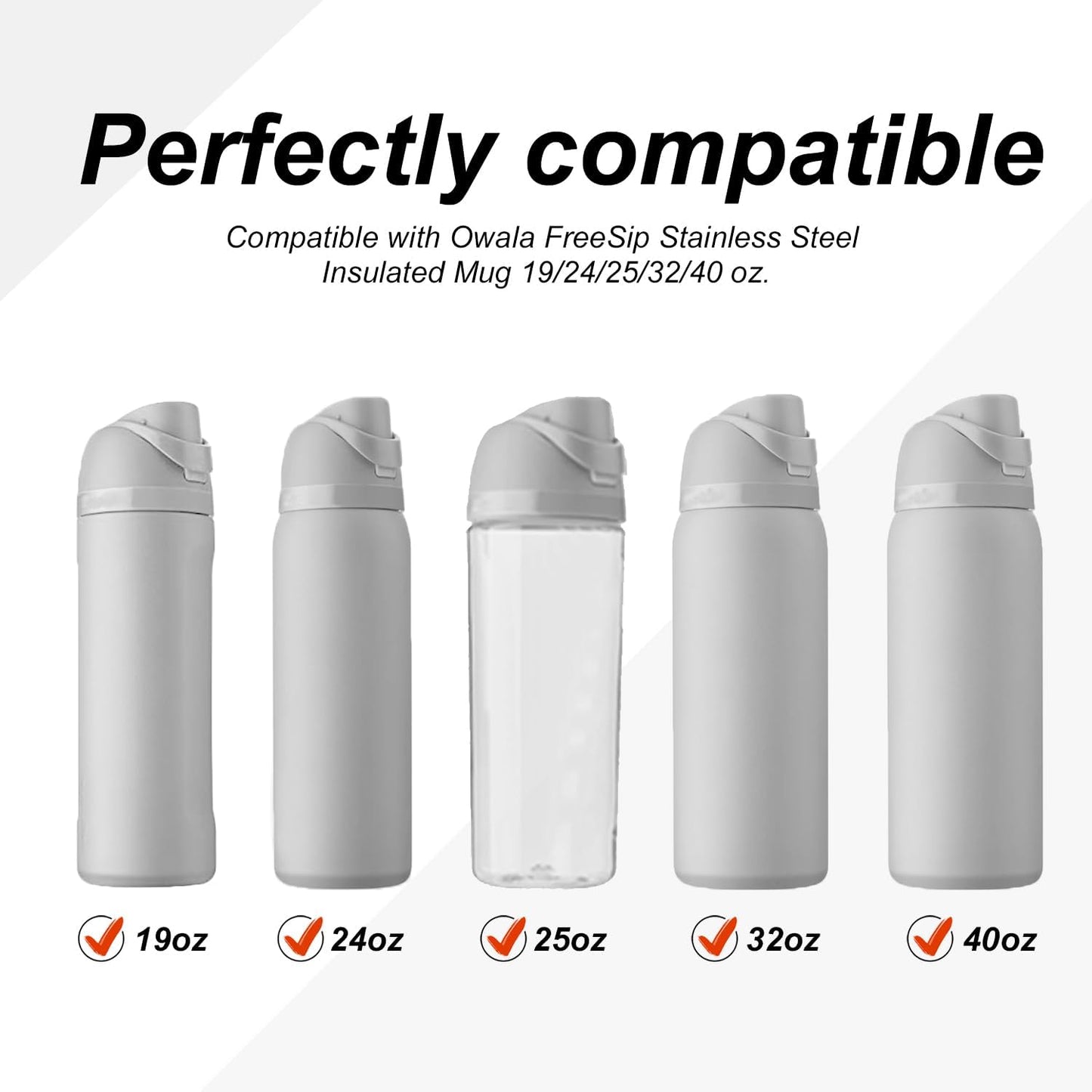 Replacement Stoppers for Owala Freesip Water Bottles - 4 Pack, BPA-Free Silicone Caps for 19/24/32/40 Oz Models
