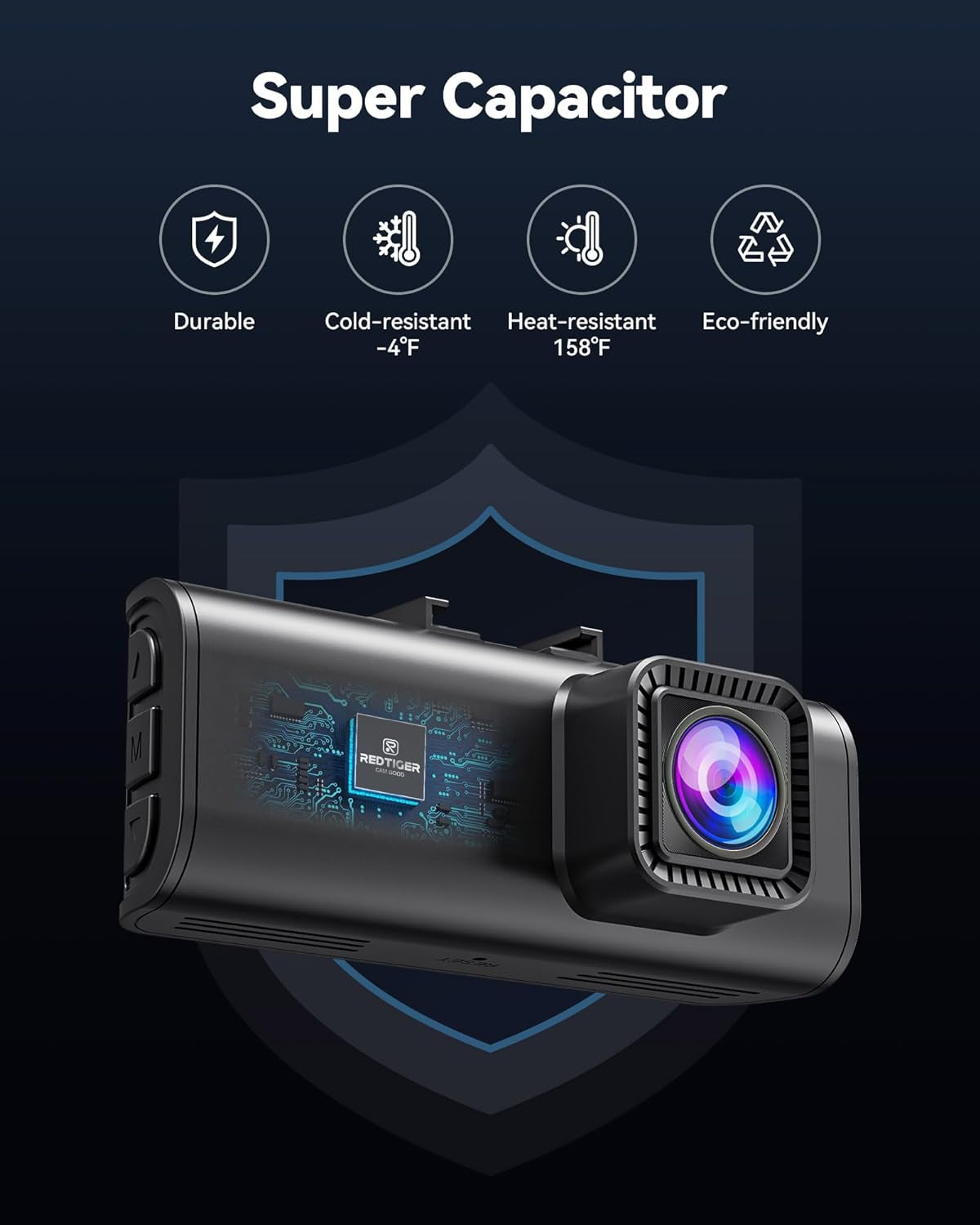 4K/2.5K Full HD Dual Dash Camera for Vehicles with 32GB Card, Built-In Wi-Fi and GPS, 3.18” IPS Display, Night Vision, 170° Wide Angle, WDR, and 24-Hour Parking Mode