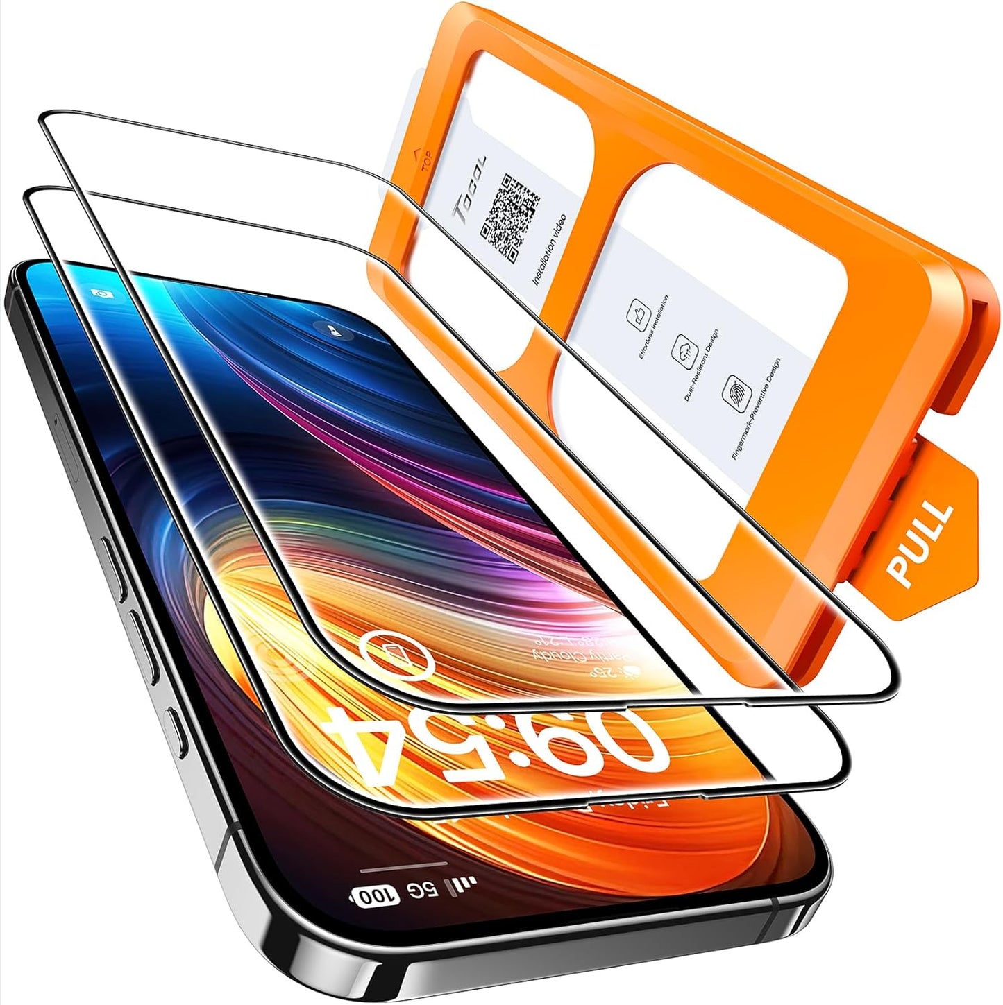 2-Pack Tempered Glass Screen Protector for iPhone 15 Pro - Instant Installation, Auto-Dust Removal, HD Clarity, Unbreakable 9H+ Hardness