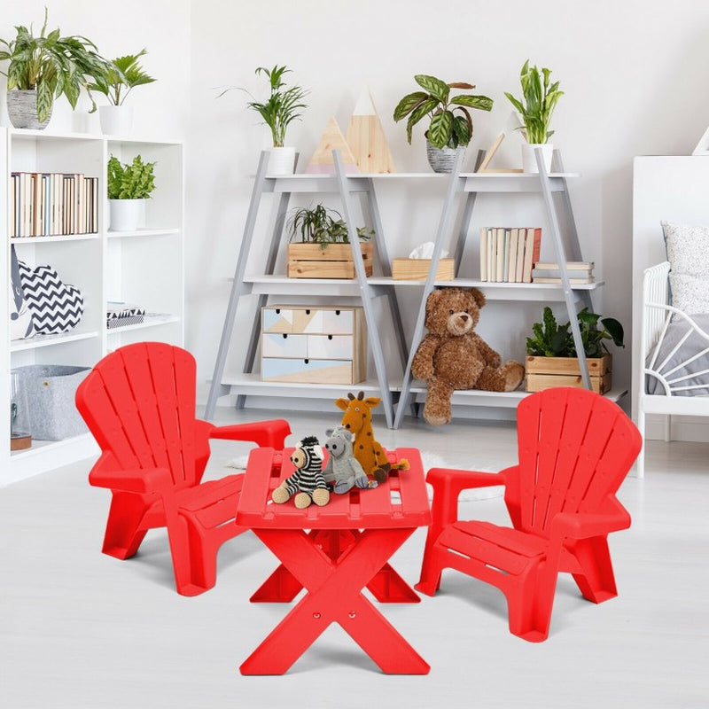 3-Piece Children's Plastic Play Table and Chair Set