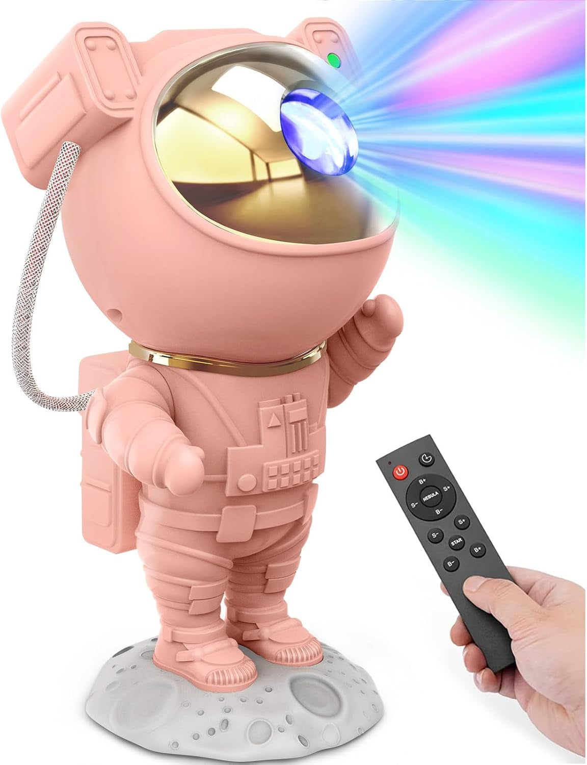 Astronaut Star Projector Night Light - Galaxy Nebula Ceiling Projection Lamp with Timer and 360° Adjustable Design for Kids and Adults Room Decor