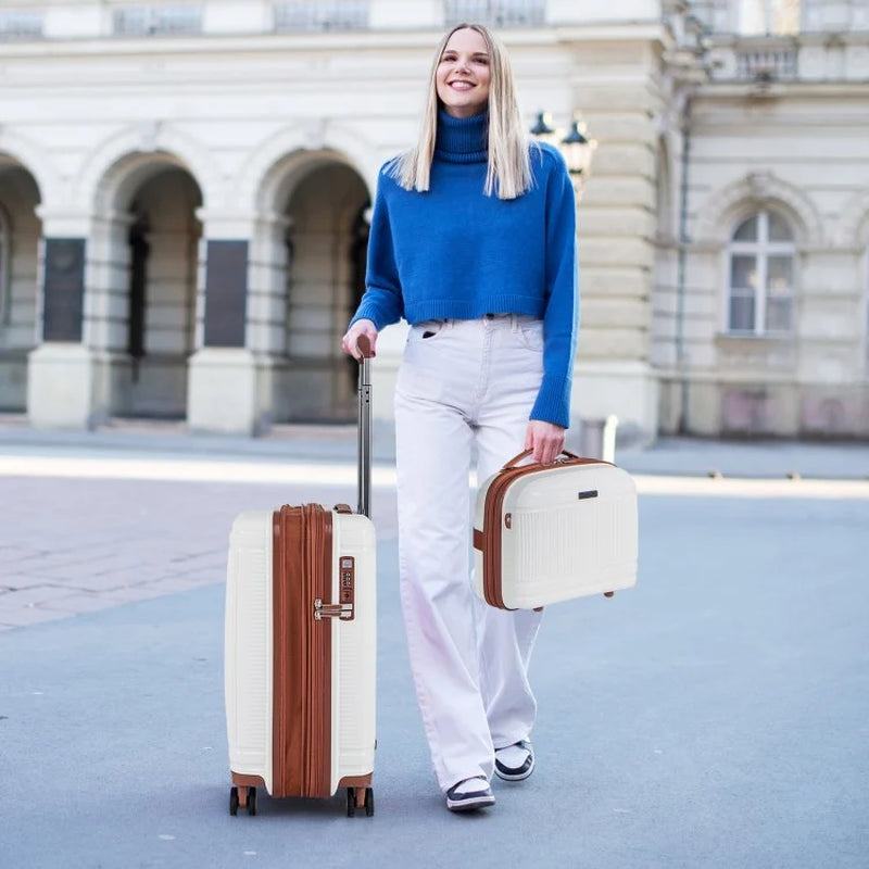 2-Piece Luggage Collection: 20-Inch Carry-On Suitcase and 14-Inch Cosmetic Case