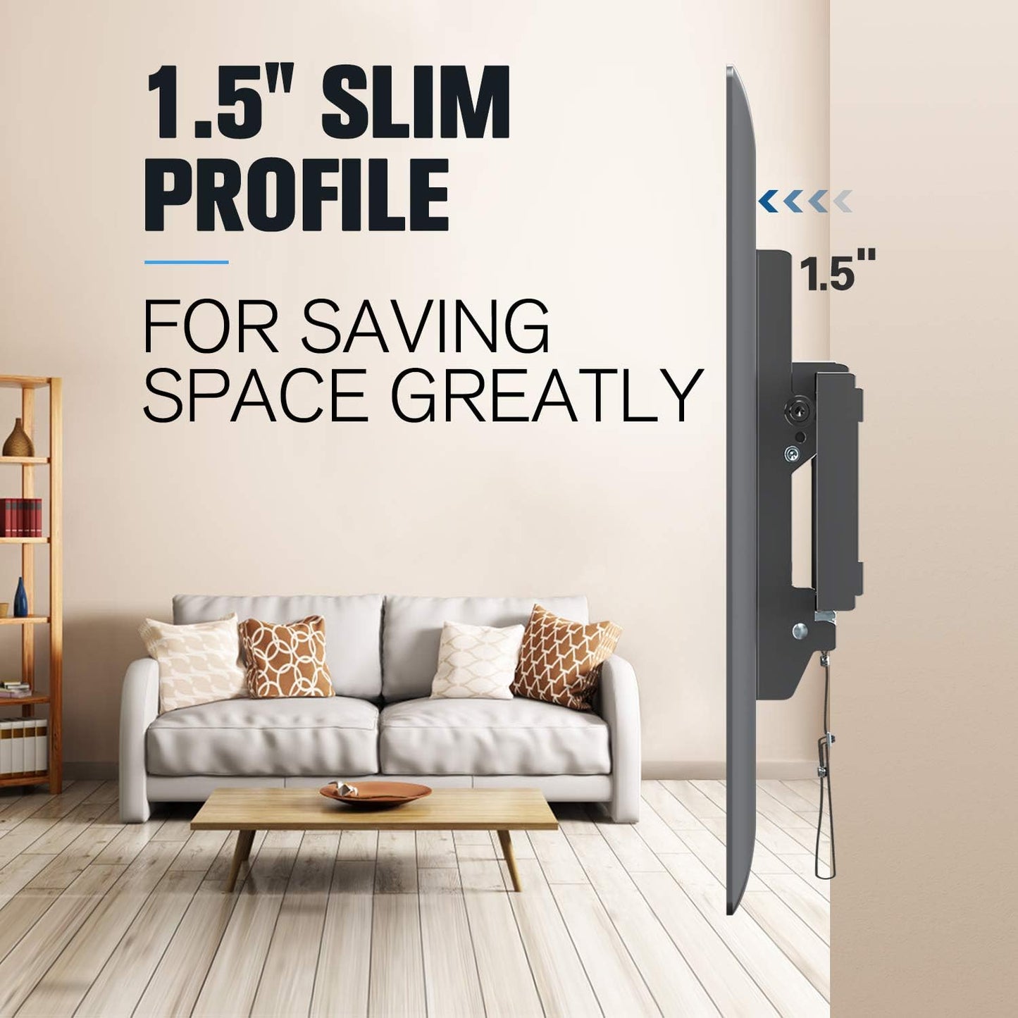 Tilting Low Profile TV Wall Mount for 42-84" TVs, VESA 800x400mm and 132 lbs, Compatible with 16", 18", 24", and 32" Stud Spacing