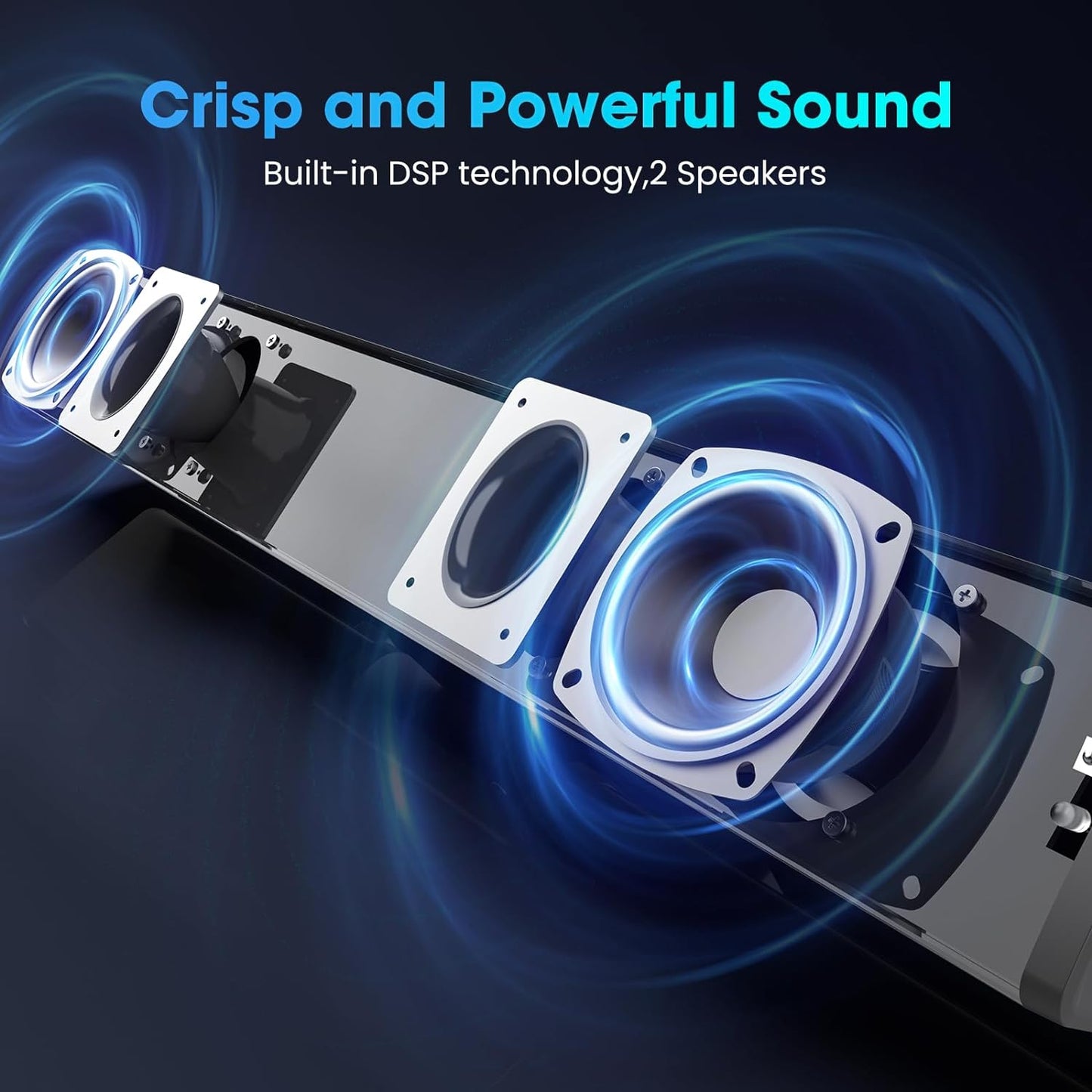 24-Inch Bluetooth Sound Bar for TV with Surround Sound System and Multiple Connectivity Options (Arc, Optical, USB, Aux)