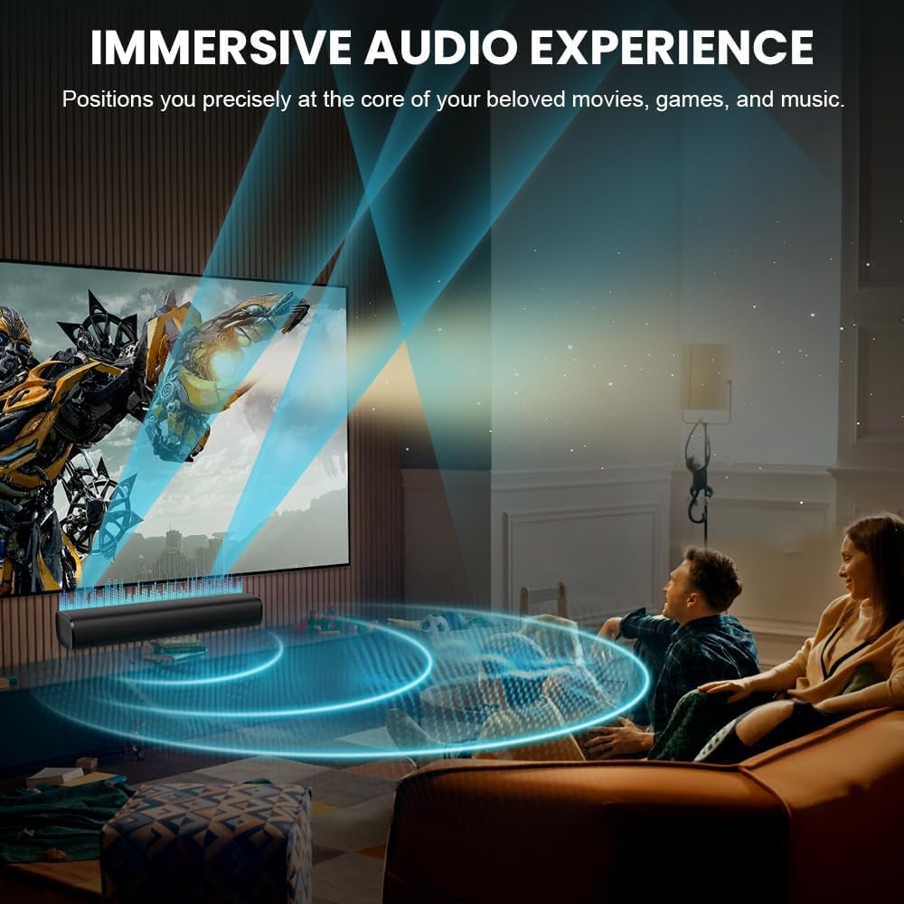 50W 17-Inch Sound Bar for Smart TVs - Bluetooth & Wired Connectivity with Deep Bass and Surround Sound System