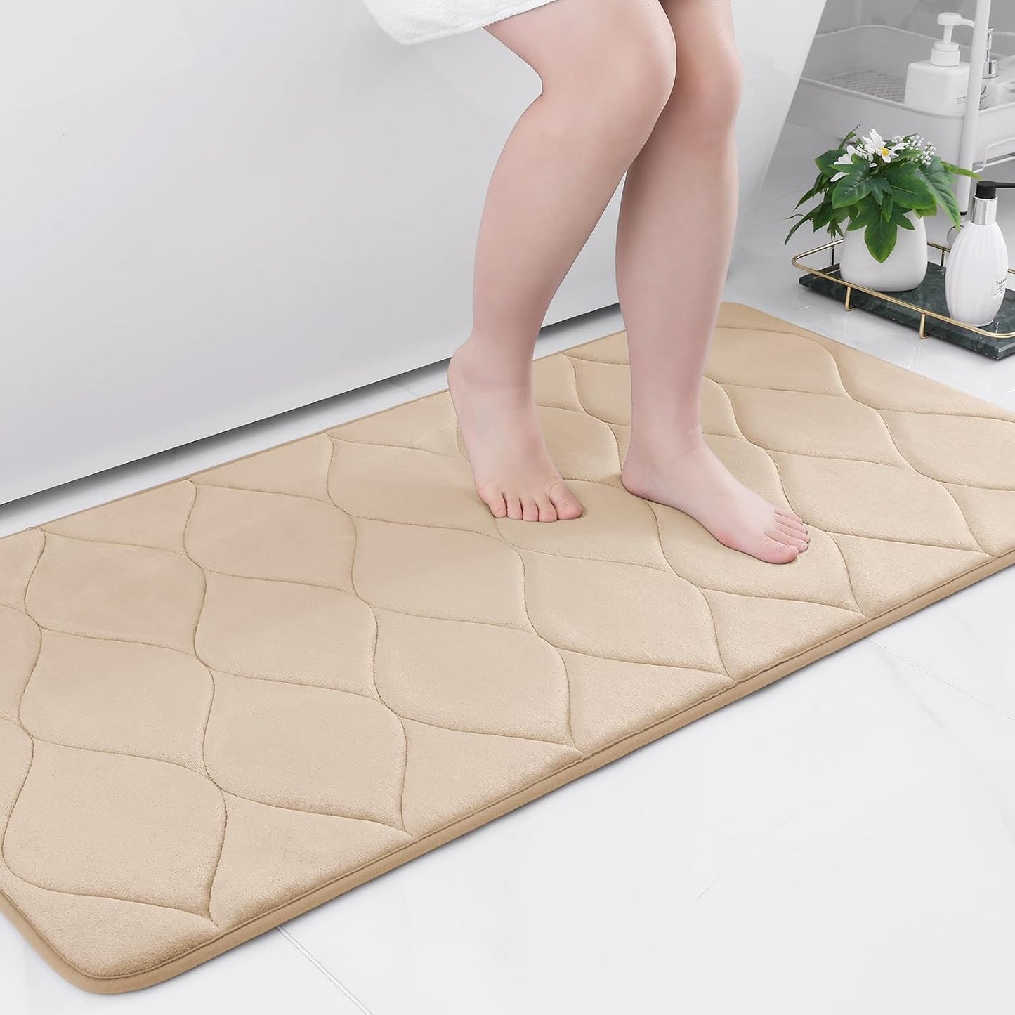 Memory Foam Bath Mats - Soft, Non-Slip, Water-Absorbent, Machine Washable Bathroom Rugs, 24" x 16", Dark Grey