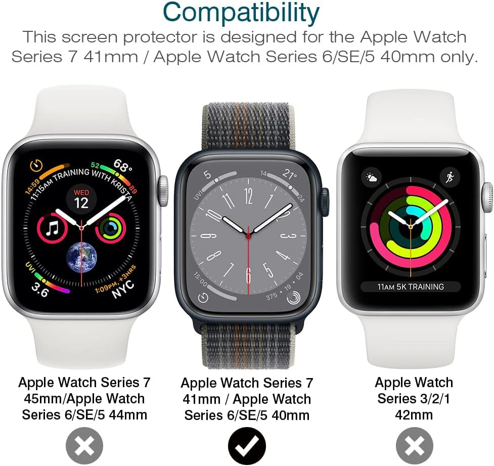 6-Pack Premium Screen Protectors for Apple Watch Series SE/6/5/4/SE 2022 (40mm) and Series 9/8/7 (41mm) - Maximum Coverage, Bubble-Free, Anti-Scratch Flexible TPU Clear Film