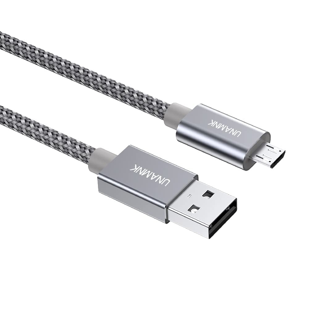 Micro USB Cable 6.6 Feet - USB A Male to Micro B Male Charger for Android Devices (Aramid Fiber & Double Braided Nylon) -(Gray)