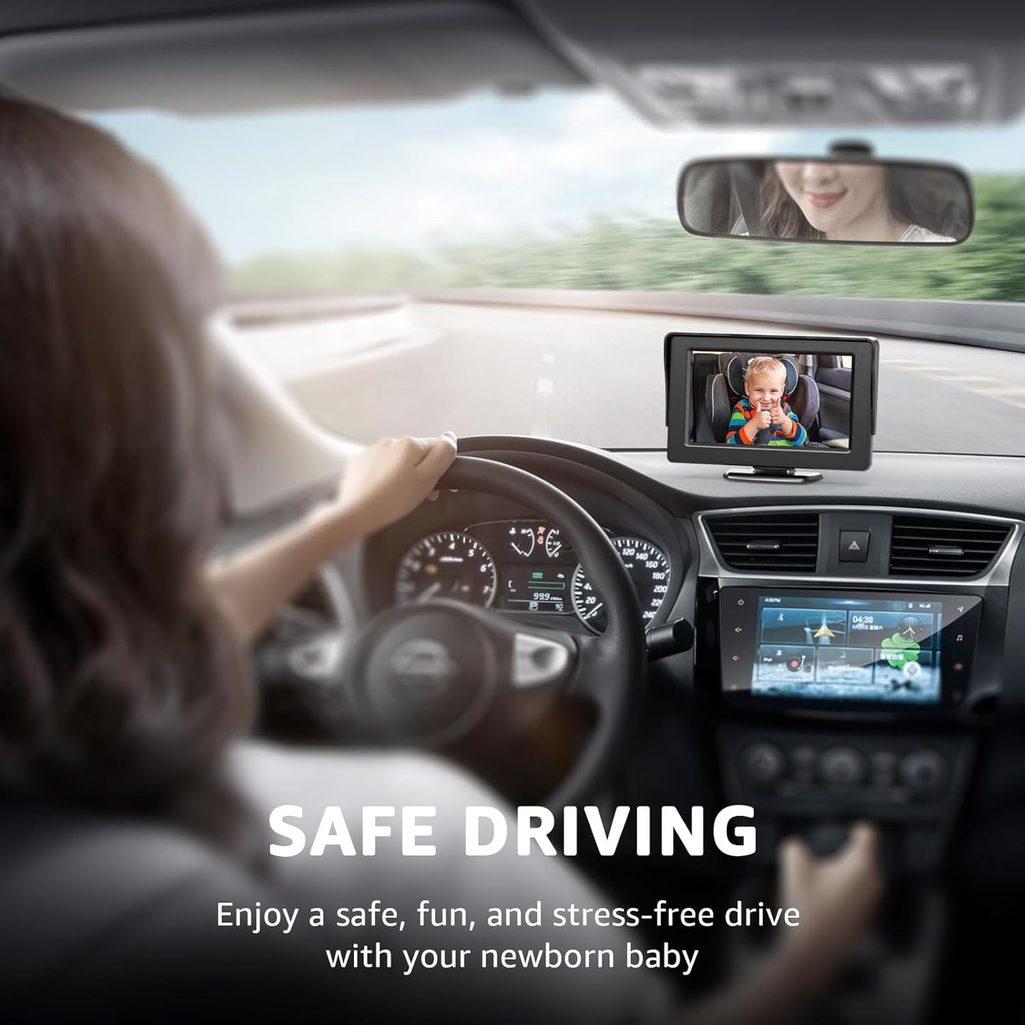 Baby Car Monitor with Night Vision, 4.3 Inch Rear-Facing Camera for Clear Observation of Infants