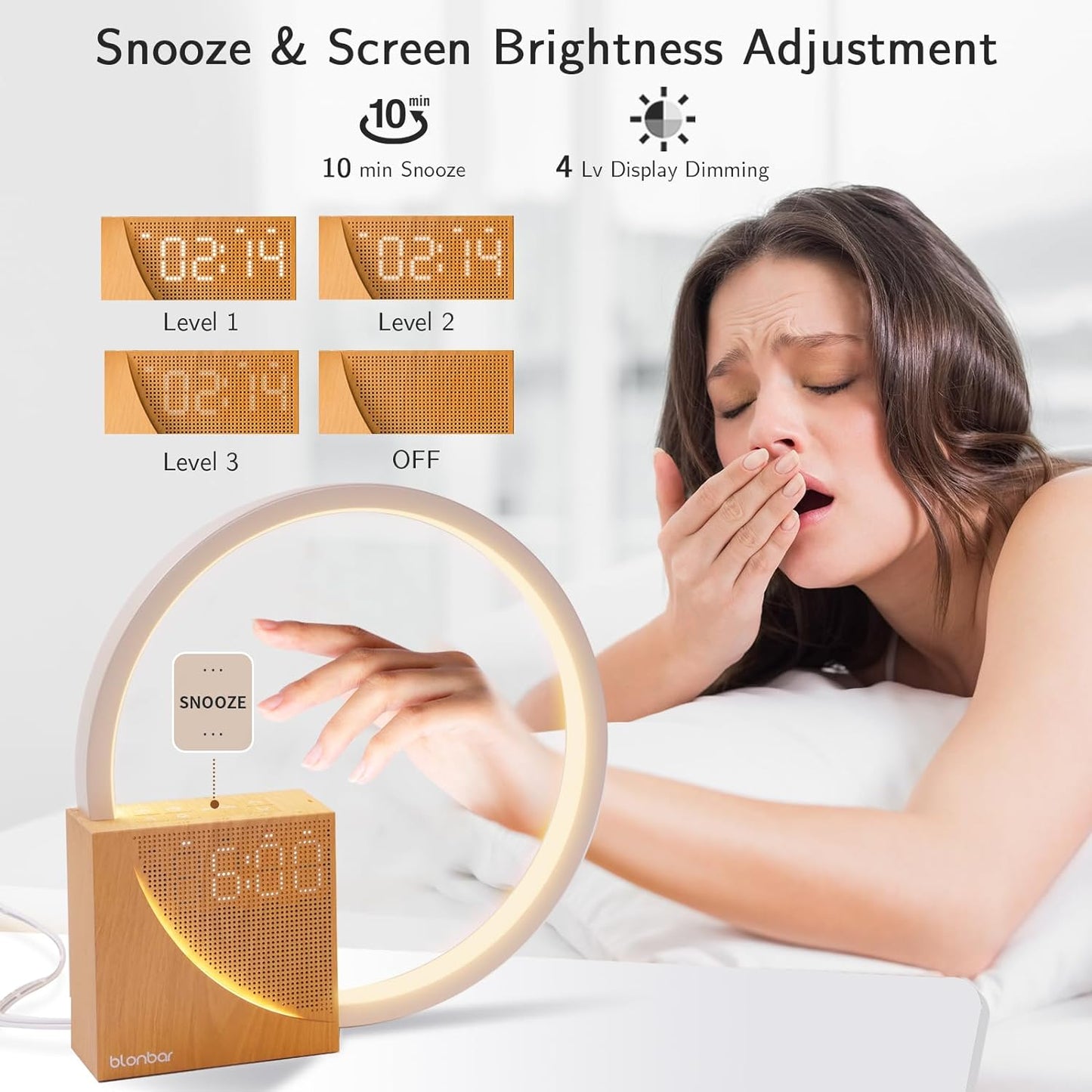 Sunrise Alarm Clock Bedside Lamp with Touch Control, 10 Natural Sounds, and Adjustable Brightness for Bedroom and Living Room
