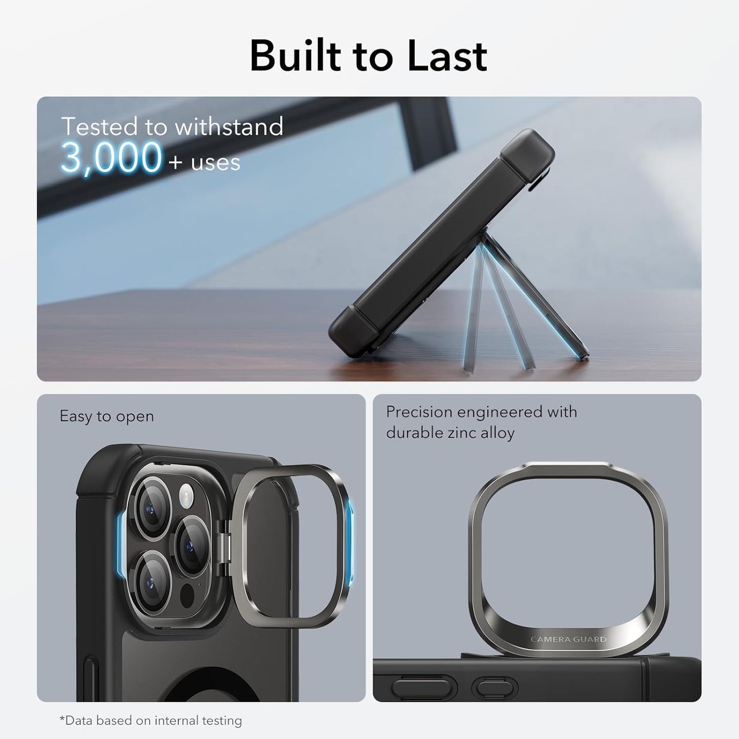 iPhone 15 Pro Max Armor Series Case: Full-Body Shockproof MagSafe Protection with Built-In Stash Stand and Individual Lens Protectors - Black