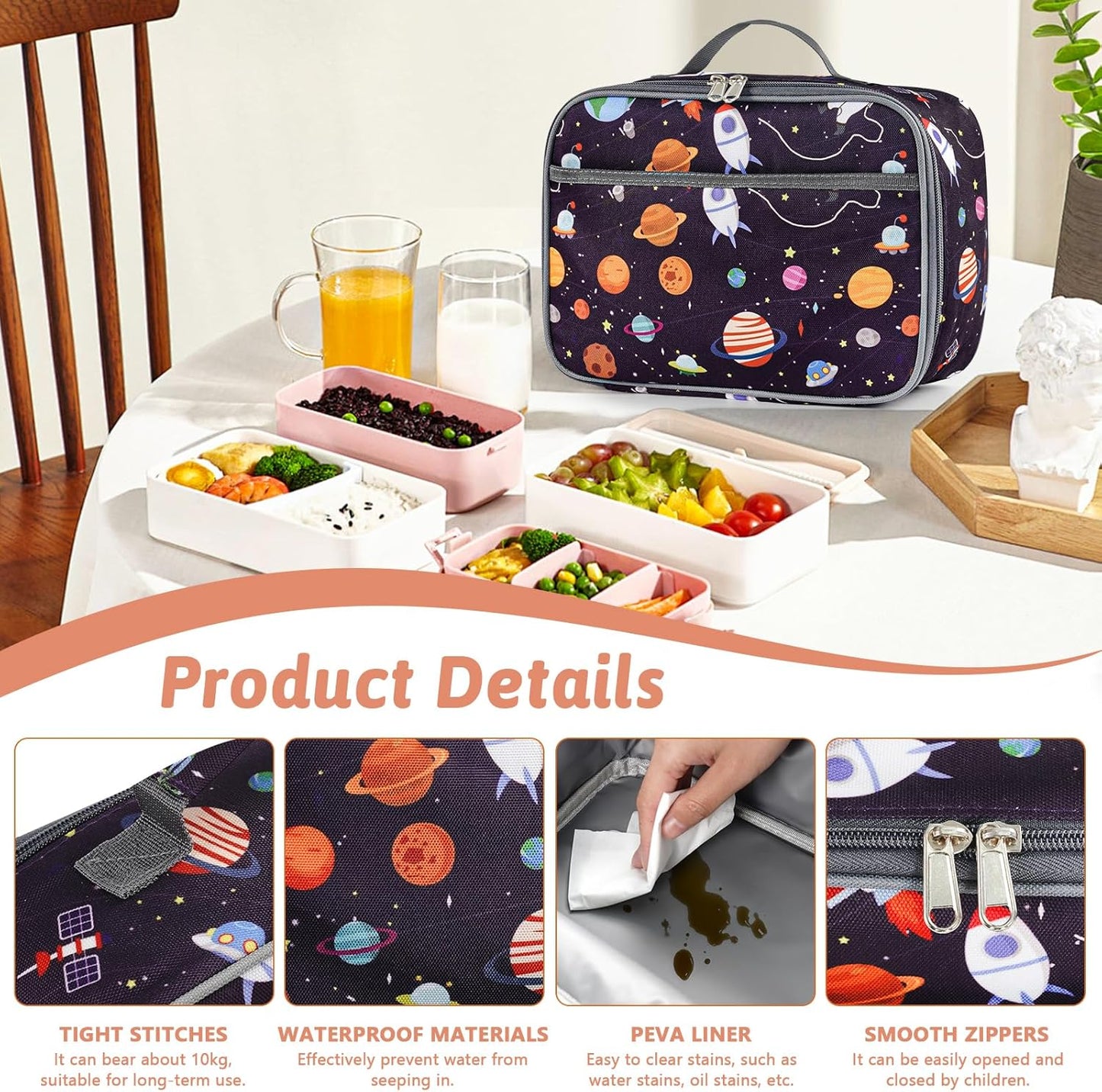 Insulated Lunch Bag for Kids - Portable Meal Tote, Ideal Back to School Gift for Boys and Girls, Water-Resistant Design
