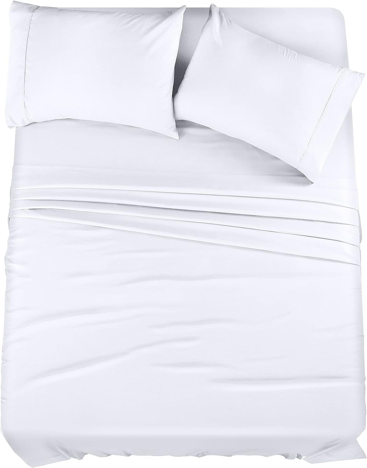 Queen Bed Sheet Set - 4-Piece Soft Brushed Microfiber Bedding - Shrinkage and Fade Resistant - Easy Care - White