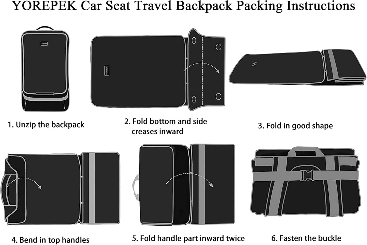 Padded Car Seat Travel Bag with Shoulder Strap - Large Carrier for Airport Gate Check and Infant Seats - Black