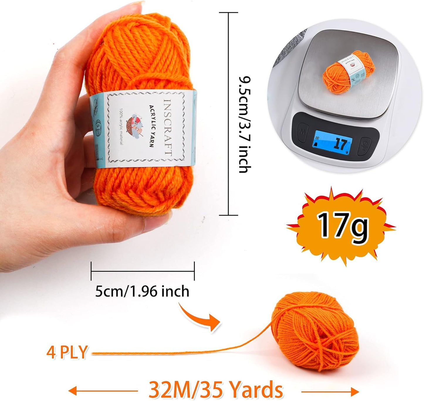 Acrylic Yarn Set: 62 Skeins (2170 Yards) for Knitting and Crochet, Complete with 2 Crochet Hooks, 2 Weaving Needles, and 10 Stitch Markers - Ideal Beginner Kit for Adults and Kids