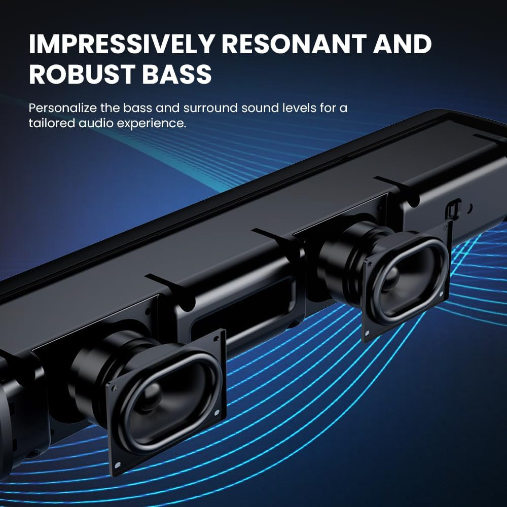 50W 17-Inch Sound Bar for Smart TVs - Bluetooth & Wired Connectivity with Deep Bass and Surround Sound System