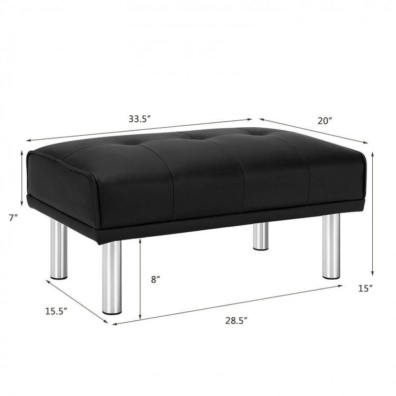 Rectangle Tufted Ottoman Featuring Stainless Steel Legs for Living Room Decor