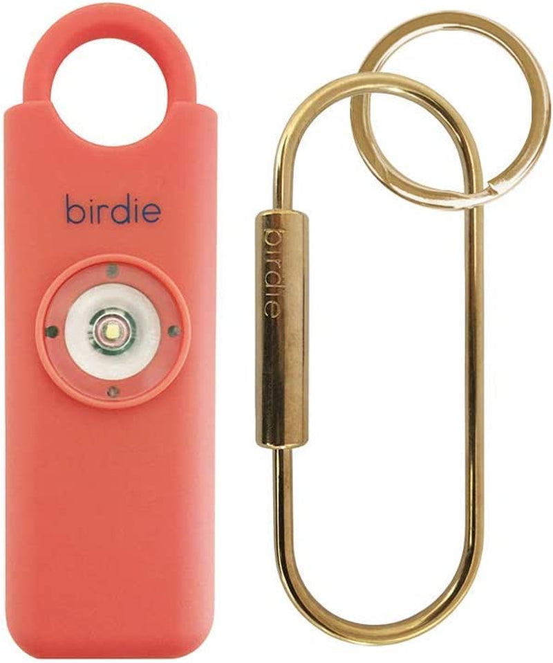 Personal Safety Alarm - Loud Siren, Strobe Light, Solid Brass Key Chain in a Variety of Colors (Coral)