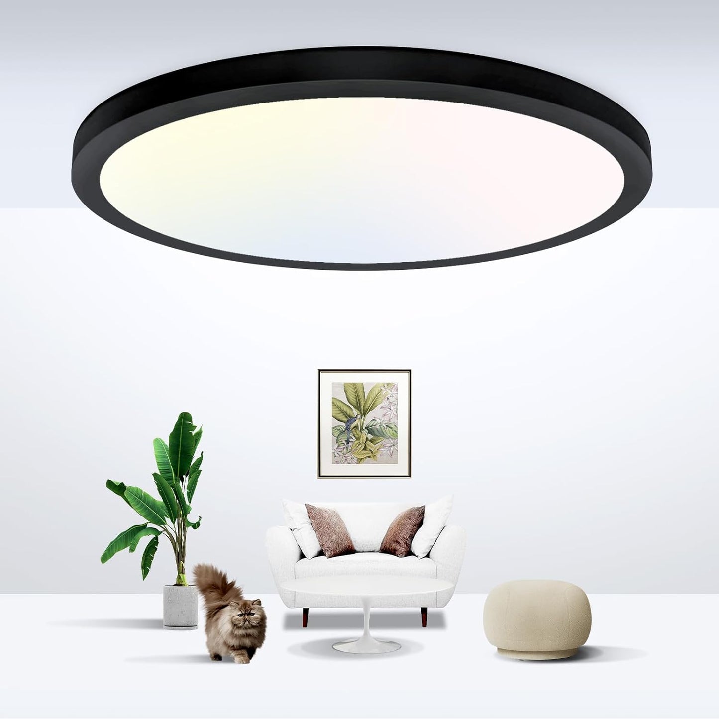 12-Inch LED Flush Mount Ceiling Light Fixture, 28W 3200Lm Adjustable Color Temperature (3000K/4500K/6000K) for Bedroom, Kitchen, and Dining Room (White)
