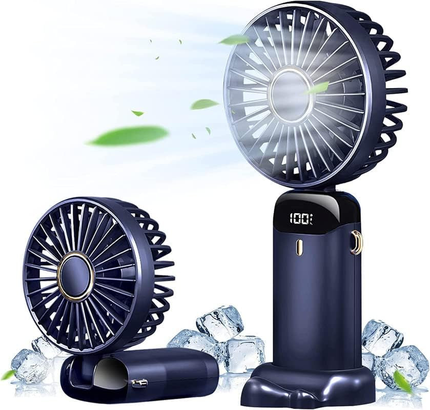 Rechargeable Portable Handheld Fan with 5000mAh Battery, 5 Speed Settings, LED Display - Ideal for Office, Bedroom