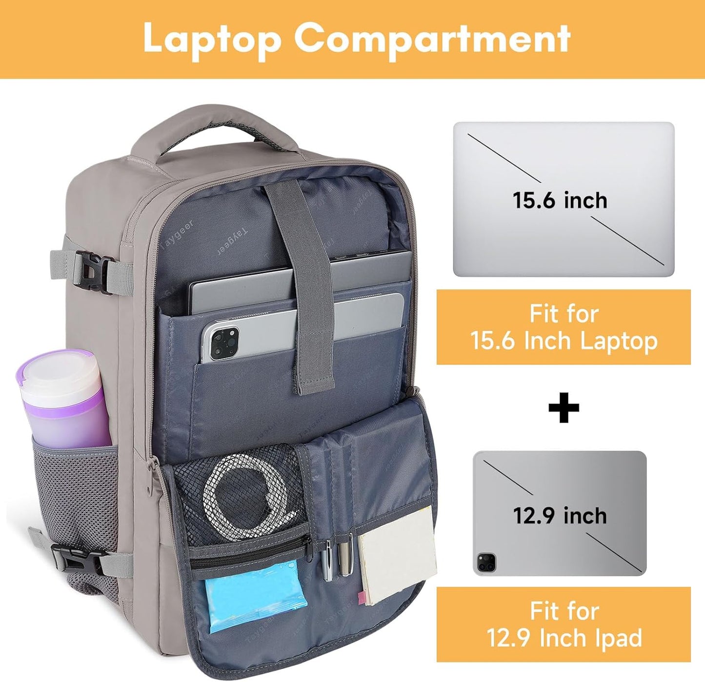 Women's Laptop Backpack Purse with 15.6-Inch Compartment, Airline Approved Travel Bag for College, Nursing, and Business Use - Brown