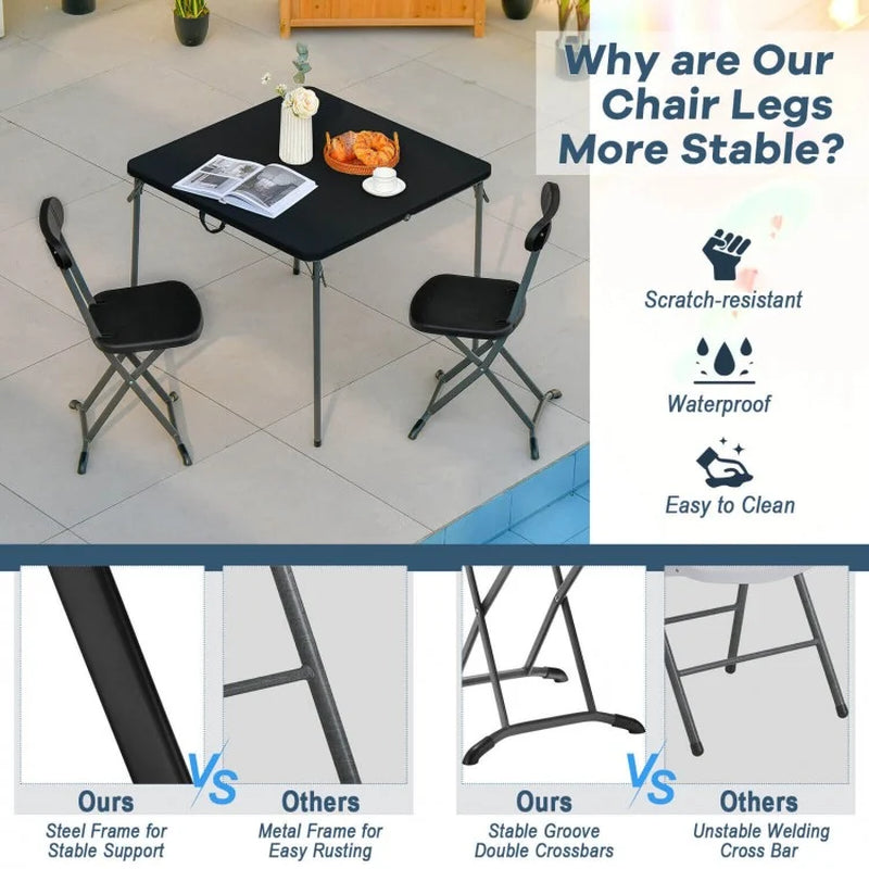 Outdoor Folding Chair Set - 2 Pieces with Durable Frame and Ergonomic Backrest