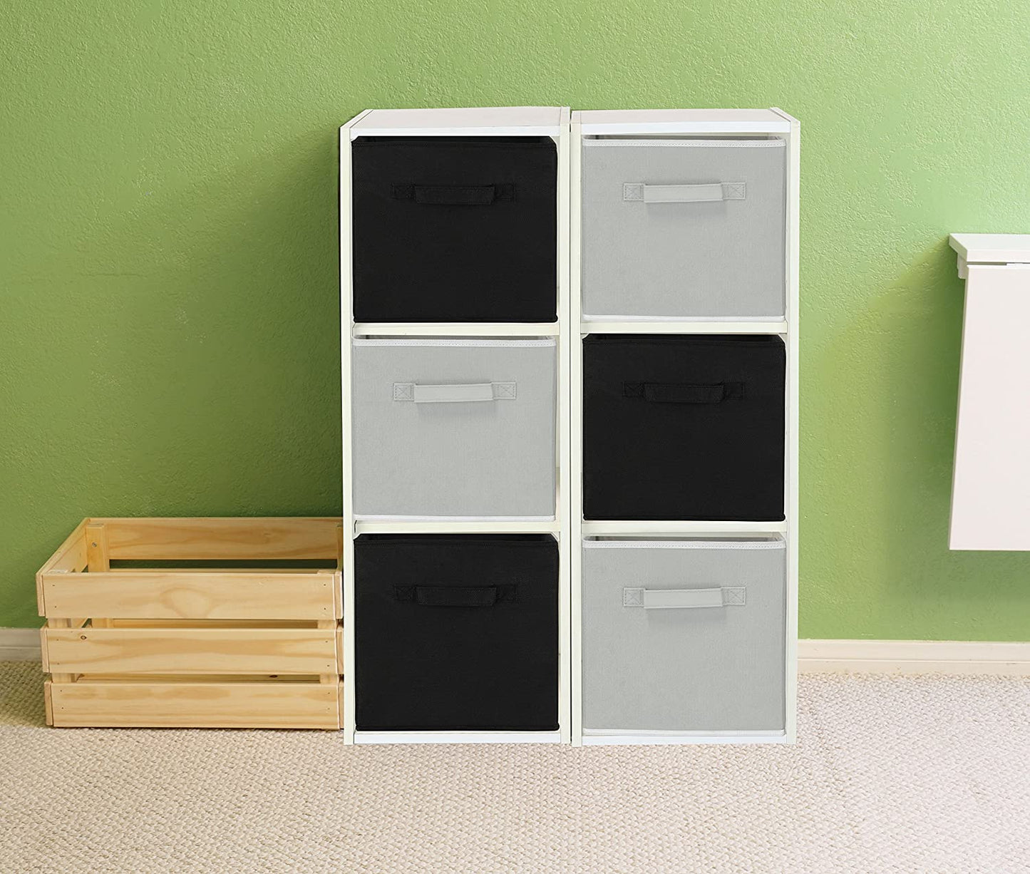 Simplehouseware Foldable Storage Bins Cubes Organizer, 6 Pack, Black