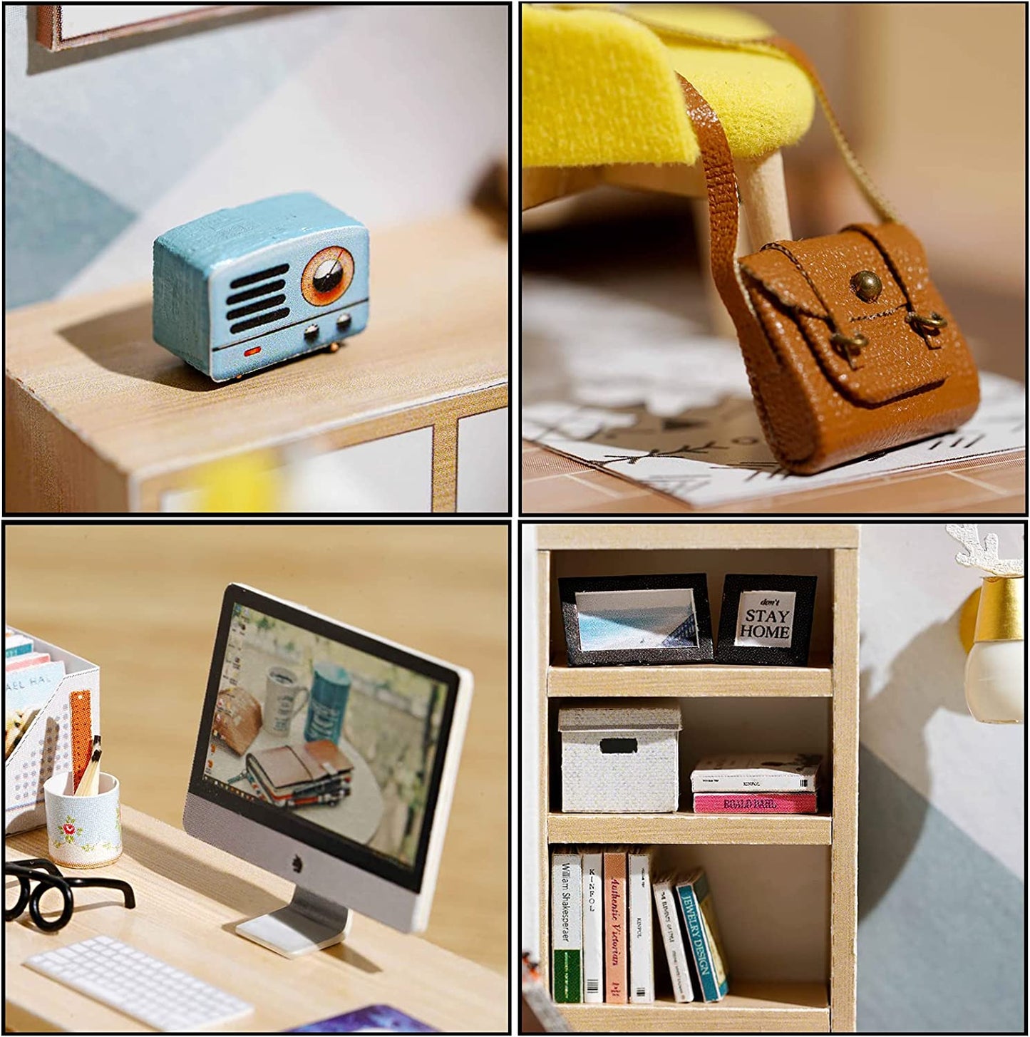 DIY Miniatures Dollhouse Kit, Miniature House Kit, DIY Miniature Dollhouse Craft Kits for Adults, Mini House Kits with LED Light & Dust Cover, Creative Room Idea for Birthday Gift
