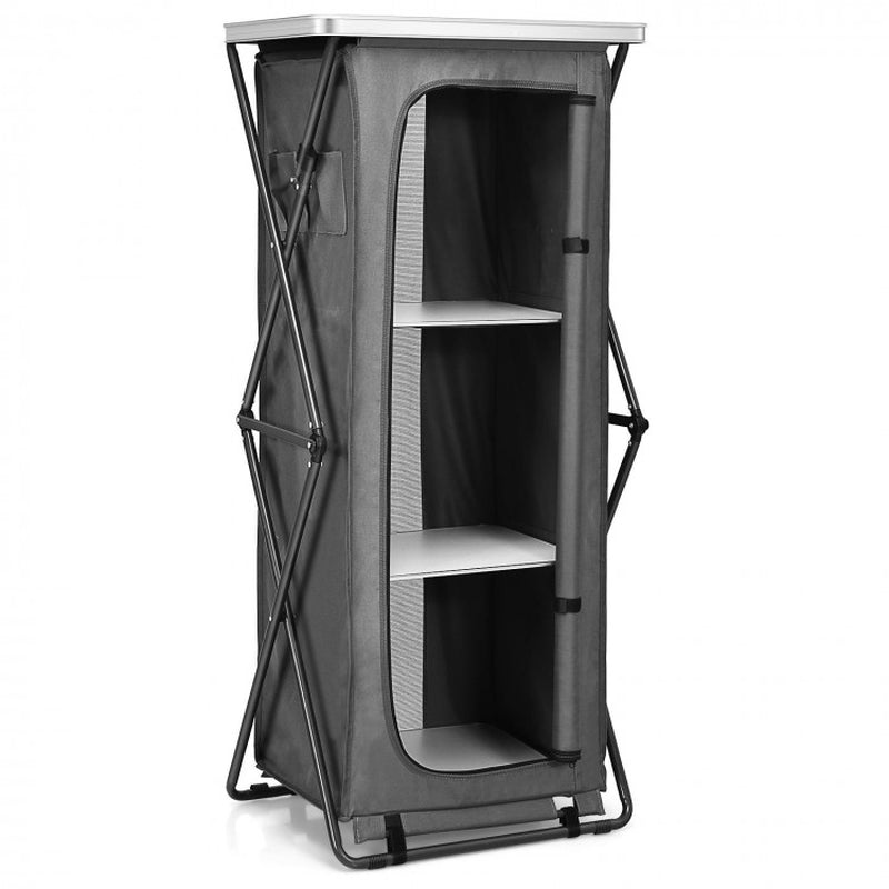 Compact Folding Pop-Up Storage Cabinet for Camping with Carry Bag