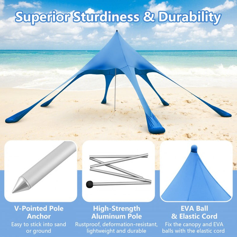 20' x 20' Beach Canopy Tent with UPF 50+ Sun Protection and Included Shovel