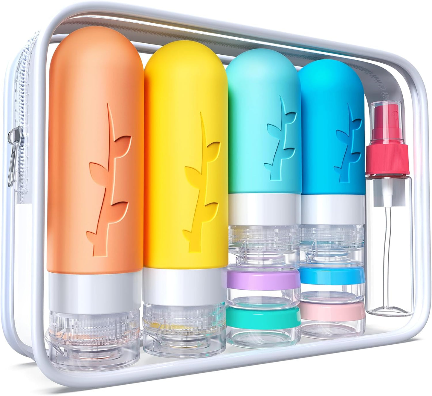 18-Pack TSA Approved Travel Bottles Set for Toiletries - Leakproof and Refillable Silicone Containers for Travel Essentials