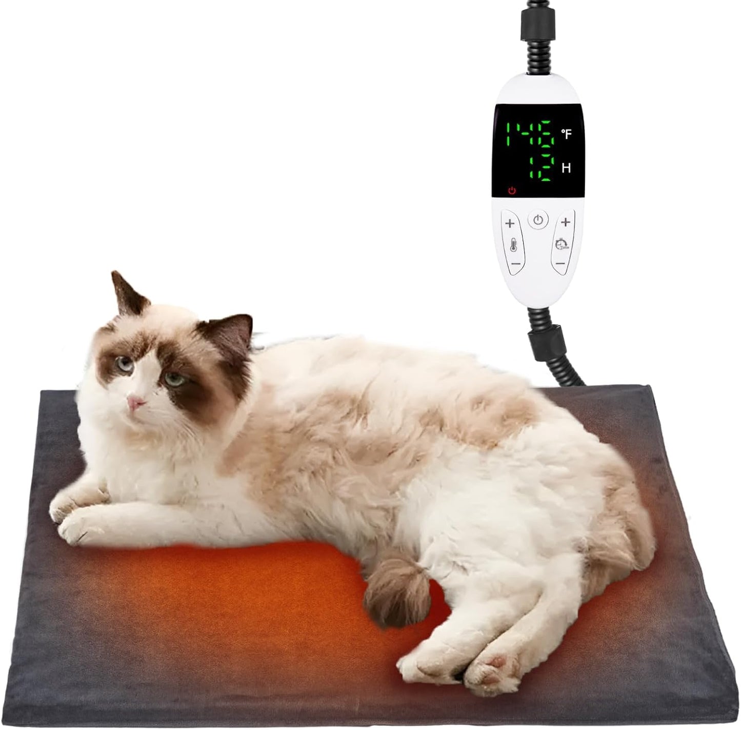 Pet Heating Pad for Dogs and Cats - Adjustable Temperature 30-60°C, 13 Timer Settings, Electric Warming Mat with Chew-Resistant 6Ft Cord, 18”x18” Size