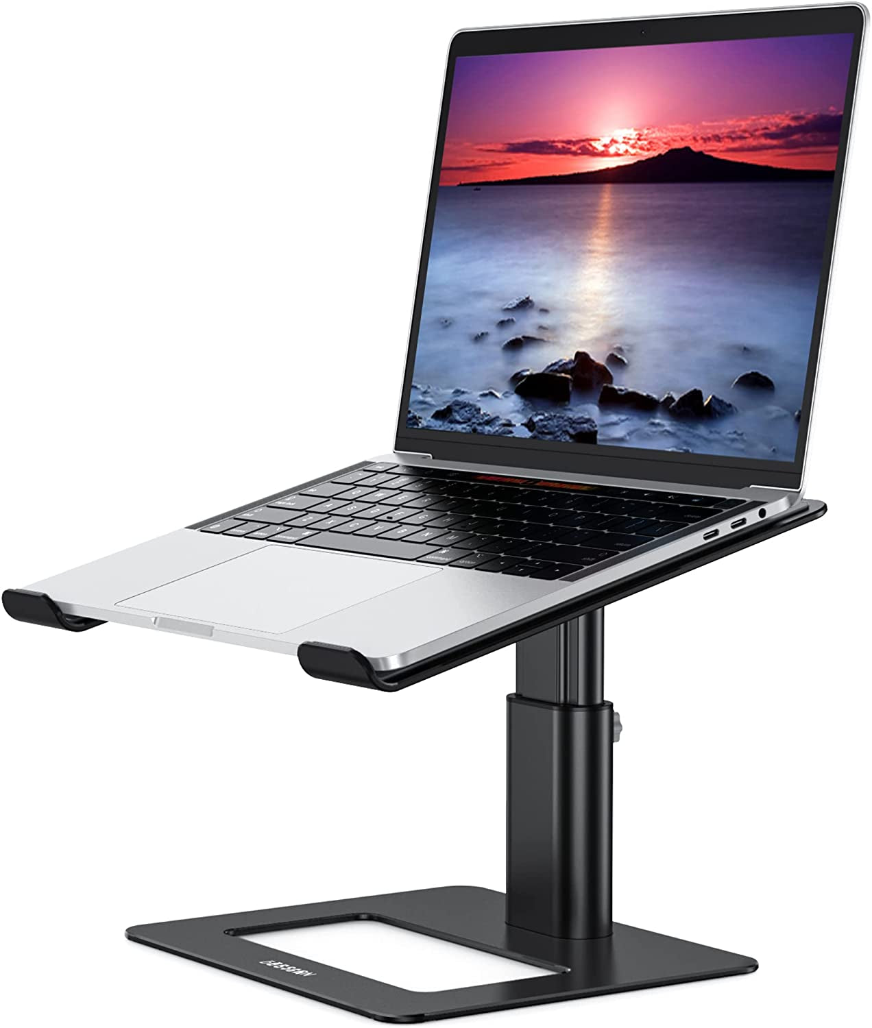 LSX3 Aluminum Laptop Stand, Ergonomic Adjustable Notebook Stand, Riser Holder Computer Stand Compatible with Air, Pro, Dell, HP, Lenovo More 10-15.6" Laptops (Black)