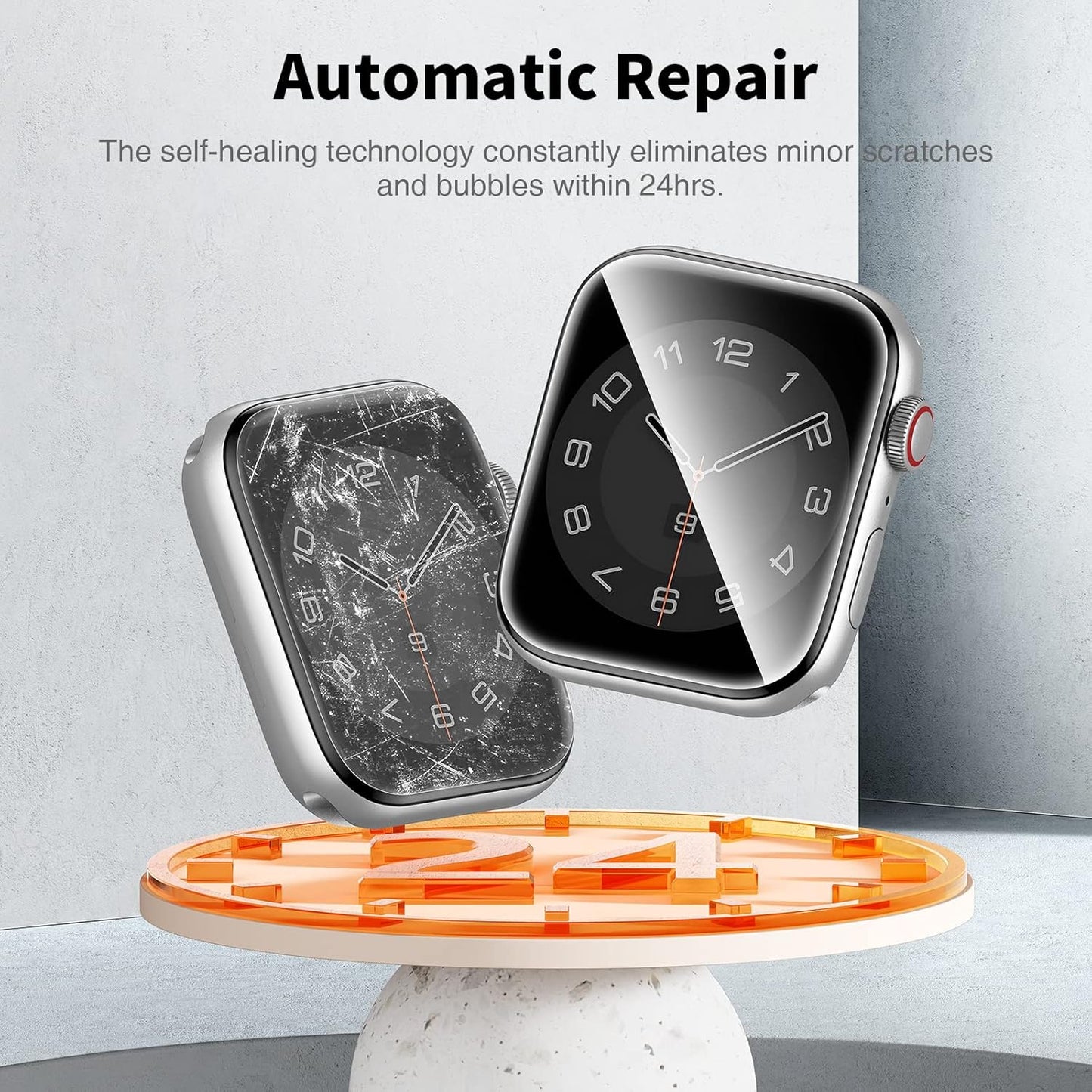 6-Pack Self-Healing TPU Screen Protectors for Apple Watch Series 9/8/7 (45mm) - Scratch-Resistant, Bubble-Free, HD Clarity, Anti-Glare, Transparent