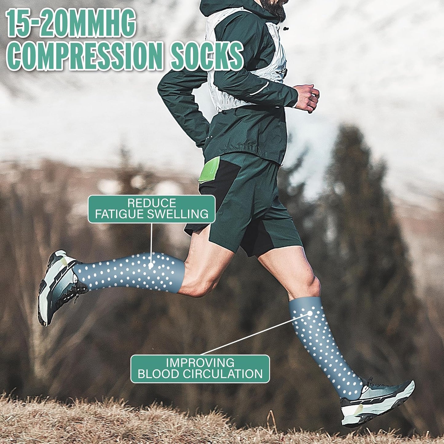 Compression Socks for Men and Women - 15-20 mmHg Support for Nurses, Running, Hiking, Recovery, and Travel