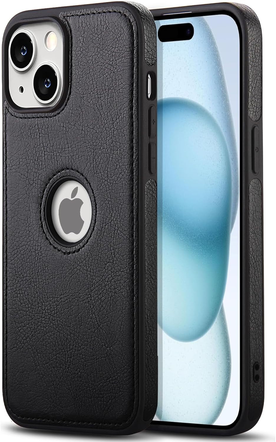 Premium Leather and TPU Hybrid Case Cover for iPhone 15 Pro Max - Brown