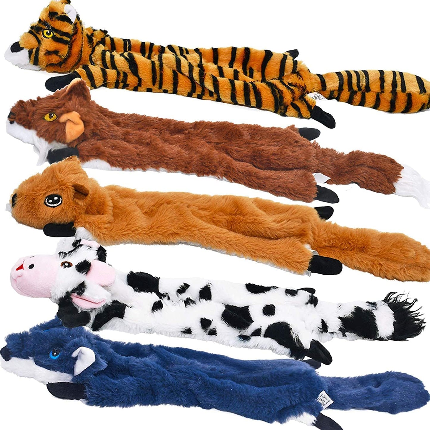 5-Pack Dog Squeaky Toys - Crinkle Plush Chew Toys - Medium, Large Dogs, No Stuffing, Multi-Colored