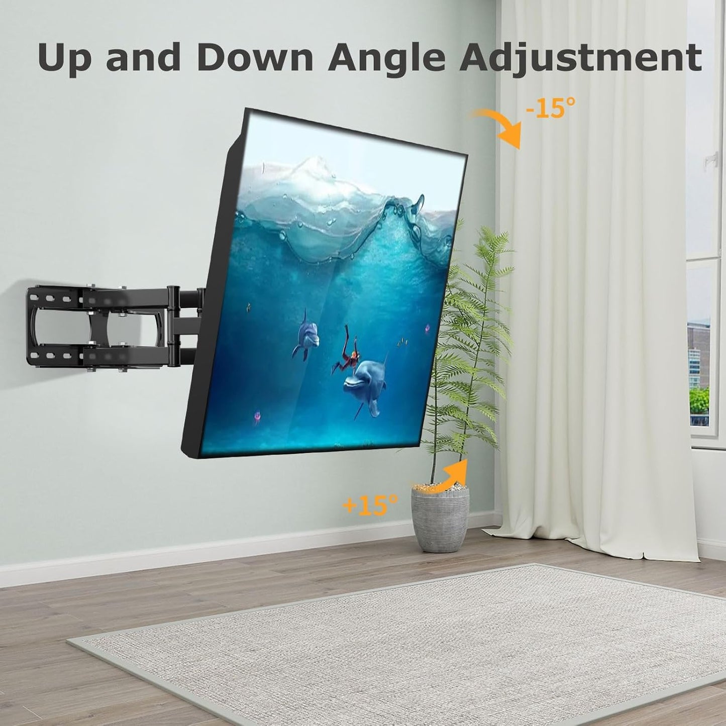 Full Motion TV Wall Mount for 26-65 Inch Flat and Curved TVs, Swivel and Tilt Articulating Arms, Max VESA 400x400mm, Supports Up to 99 lbs