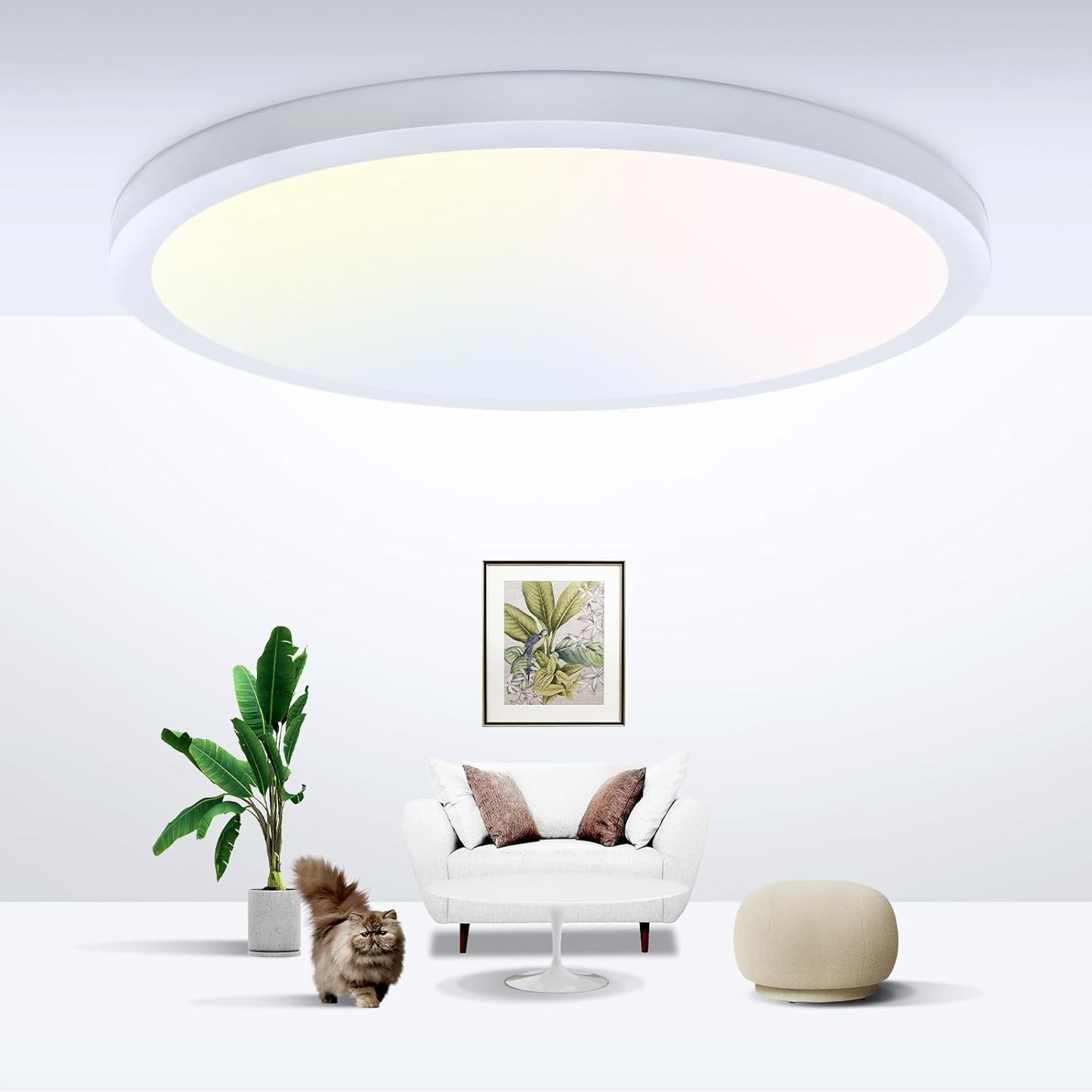 12-Inch LED Flush Mount Ceiling Light Fixture, 28W 3200Lm Adjustable Color Temperature (3000K/4500K/6000K) for Bedroom, Kitchen, and Dining Room (White)