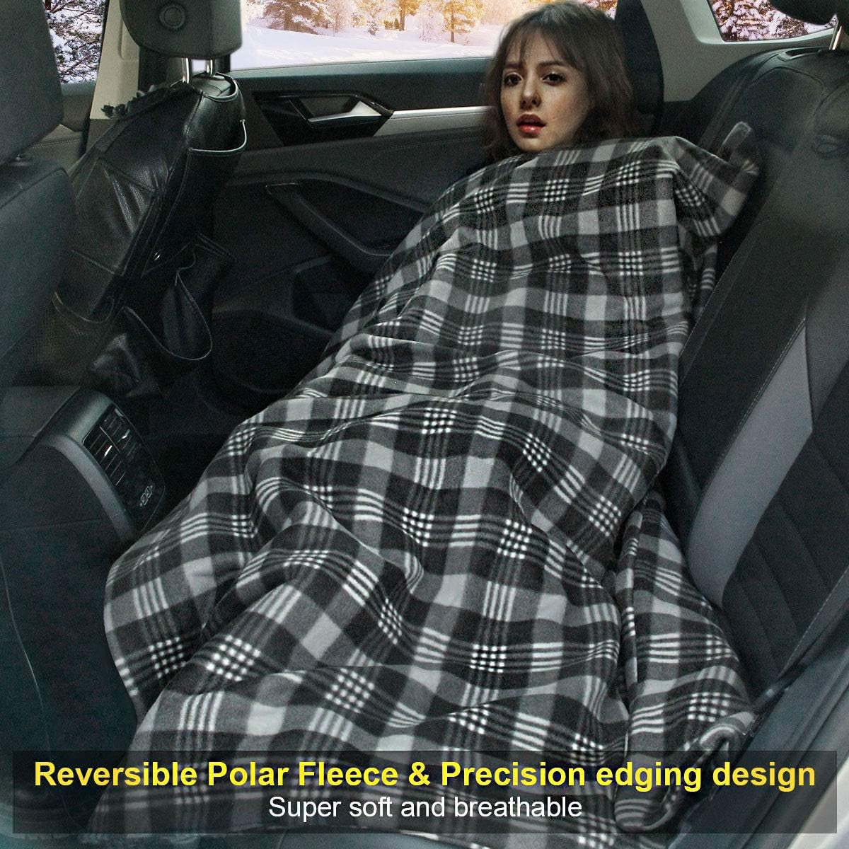 Electric Car Blanket 59"X 44", 12V Heated Car Blanket with High/Medium/Low Temp Control Travel Electric Blanket for Cars, RV, Truck, Boat, Cold Weather