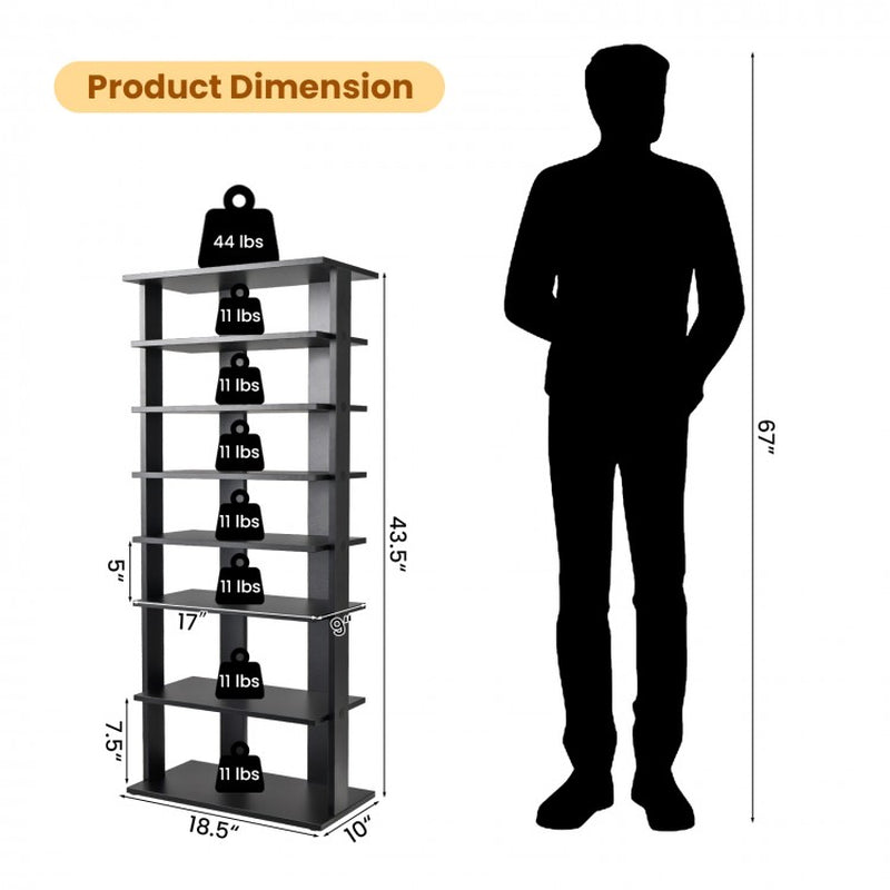 7-Tier Free-Standing Vertical Shoe Rack with Sleek Shelving Storage