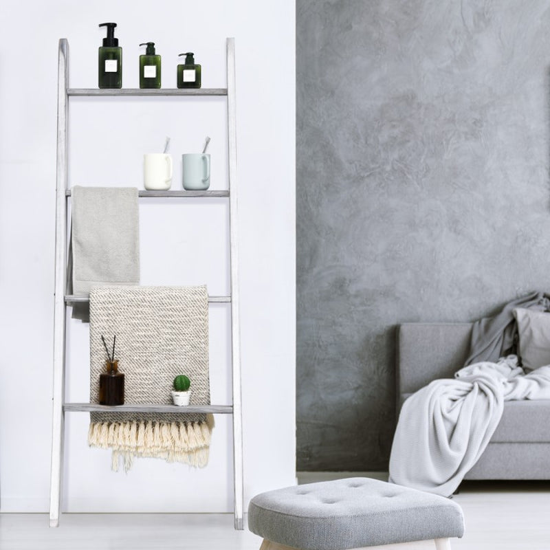 4-Tier Wall Leaning Ladder Shelf Stand